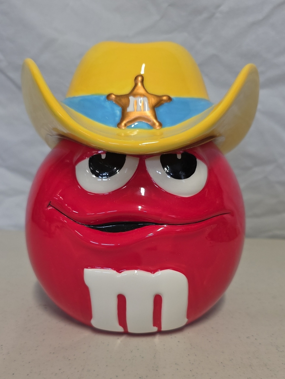 Vintage M&M Red Character Cowboy Hat Figure Candy Dish